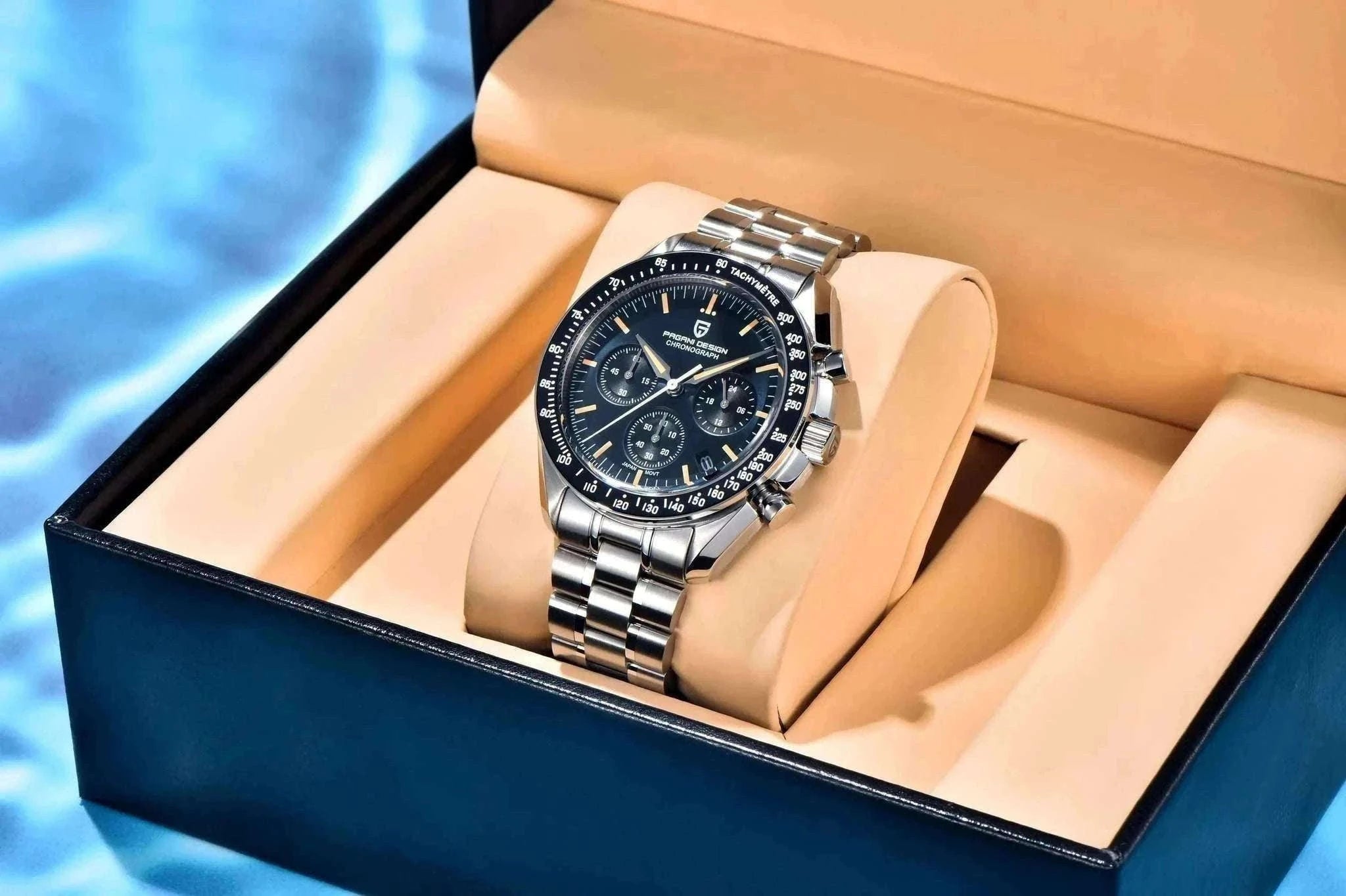 Pagani Design PD1701 Moonwatch Chronograph Steel Quartz Watch-Ice Blue / spain