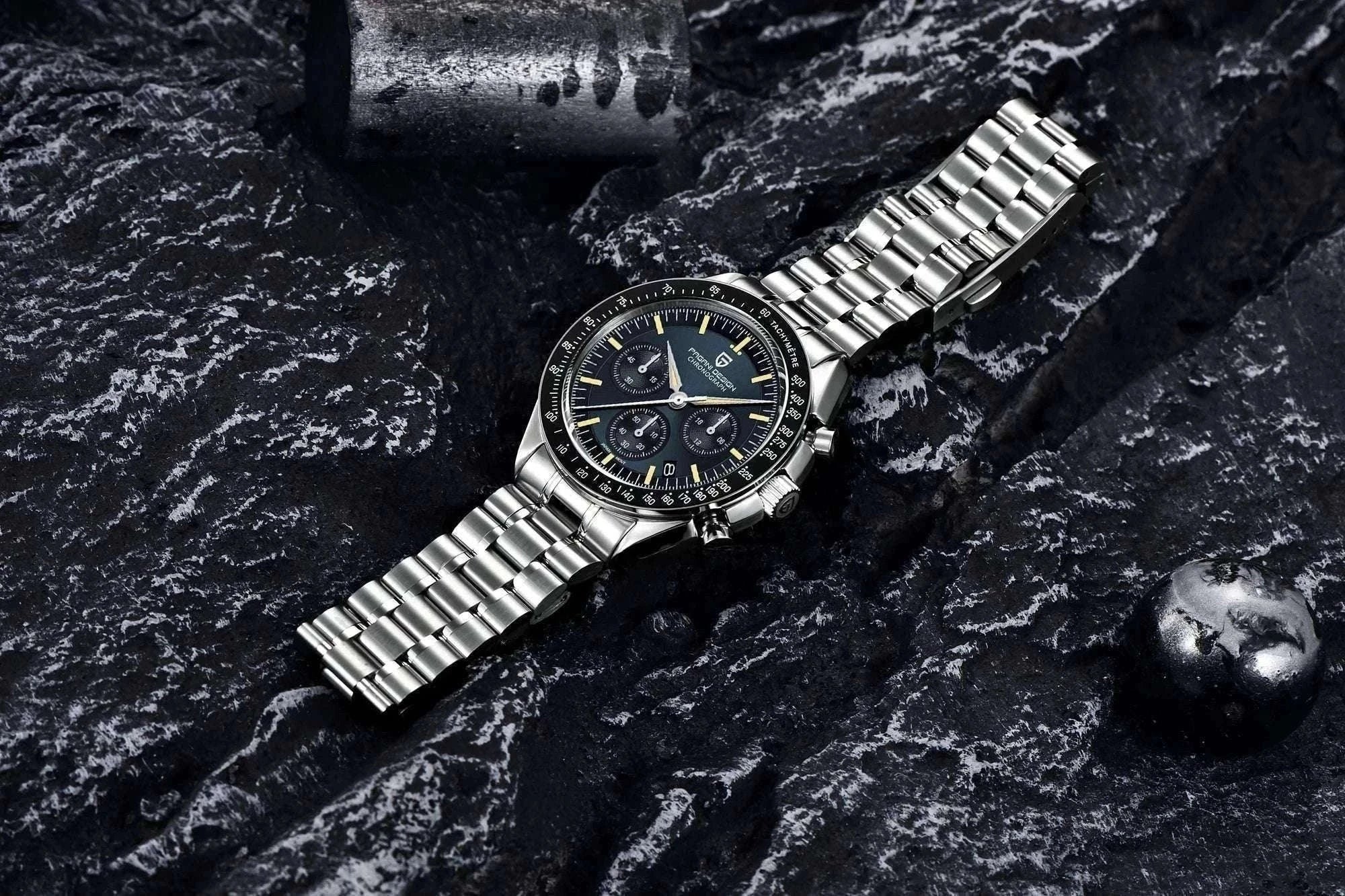 Pagani Design PD1701 Moonwatch Chronograph Steel Quartz Watch-Ice Blue / spain
