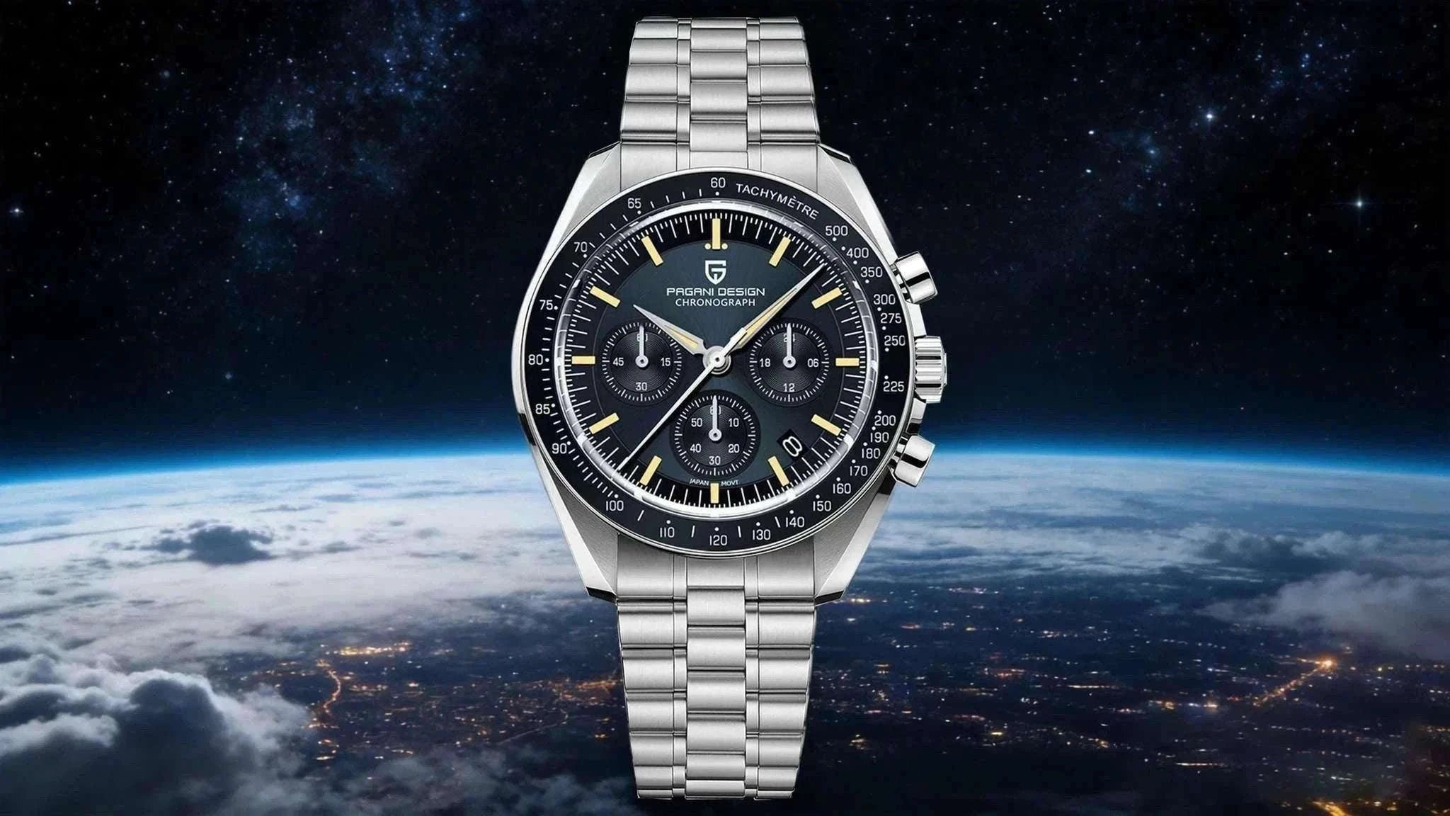Pagani Design PD1701 Moonwatch Chronograph Steel Quartz Watch-Ice Blue / spain