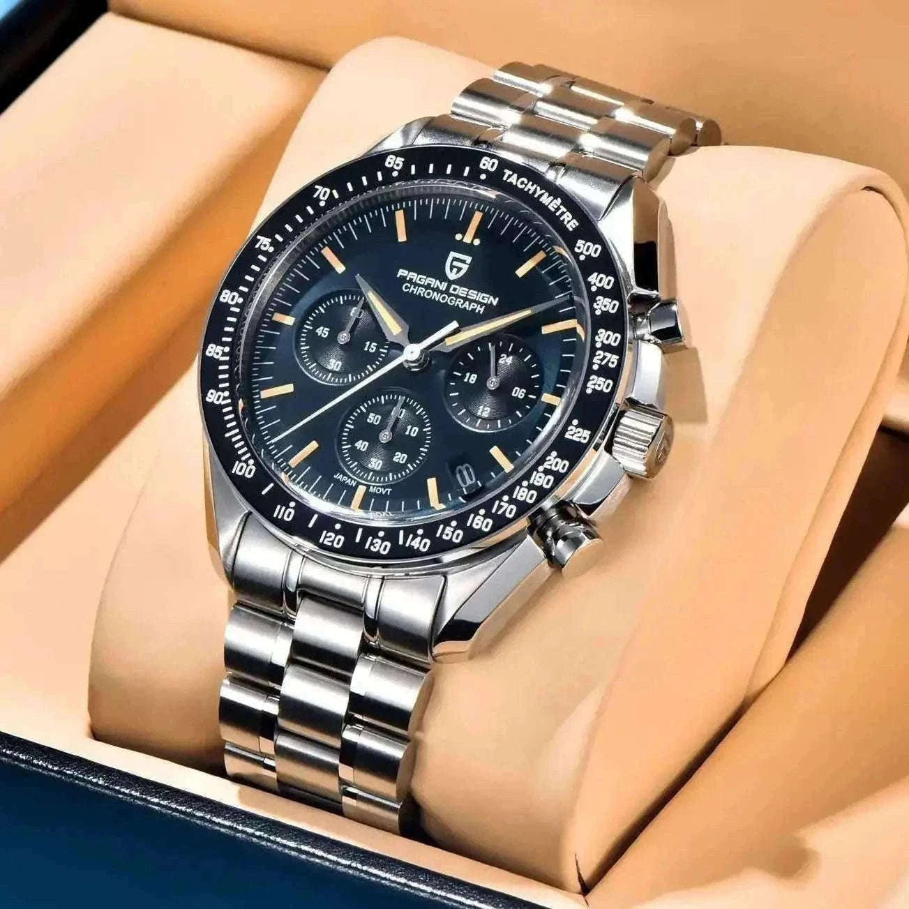 Pagani Design PD1701 Moonwatch Chronograph Steel Quartz Watch-Ice Blue / spain