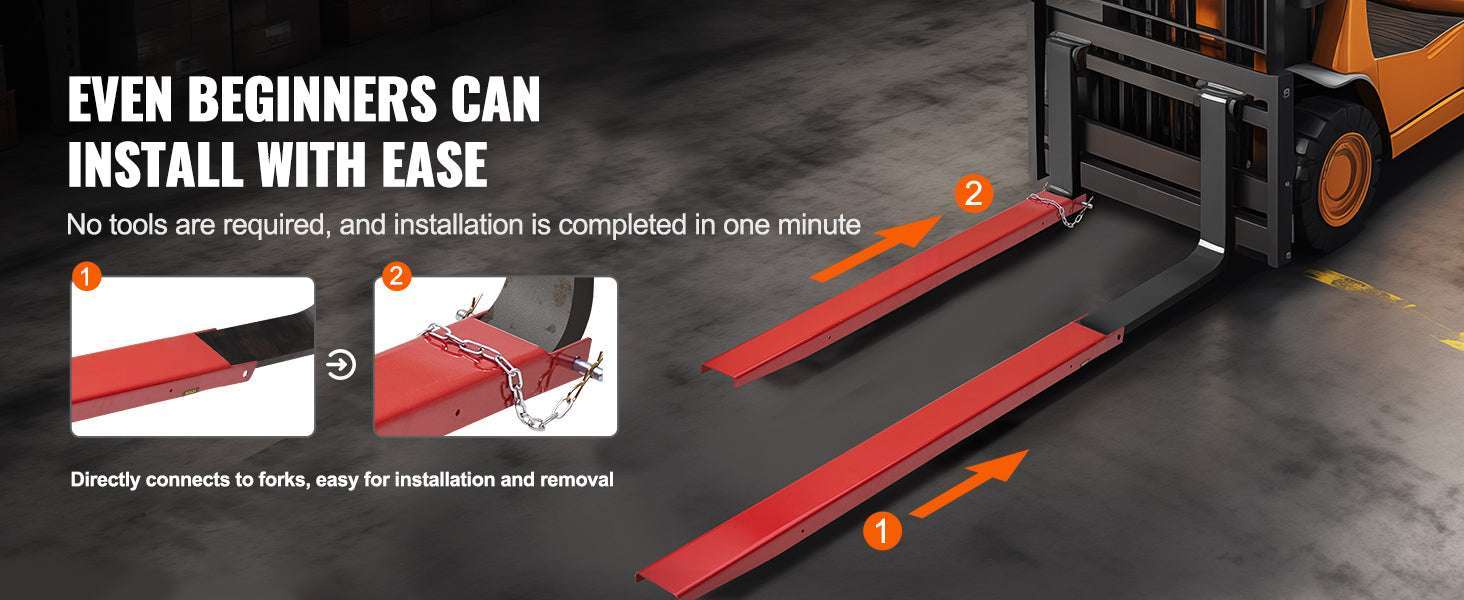Pallet Fork Extensions 72''/82'' Steel Sleeves with Pins for Forklifts-72inch / CZECH REPUBLIC
