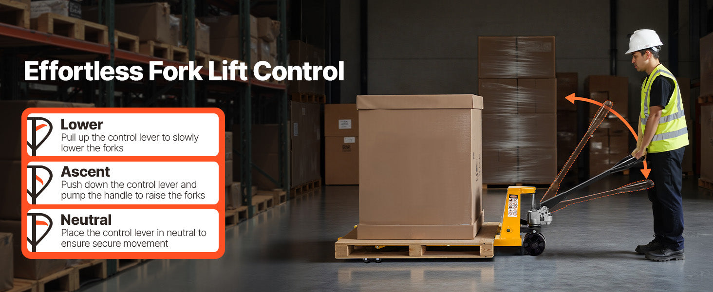 5500 lbs Manual Pallet Jack Heavy Duty 3.35–7.1 in Lift Range