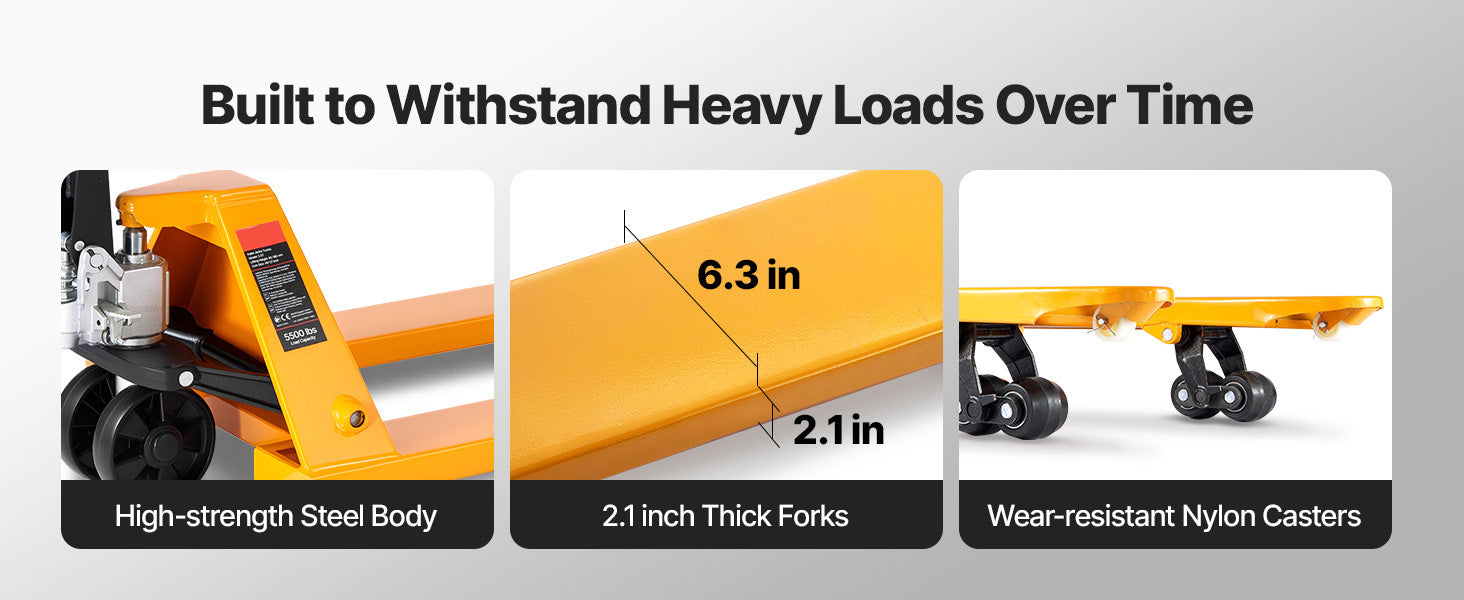 5500 lbs Manual Pallet Jack Heavy Duty 3.35–7.1 in Lift Range