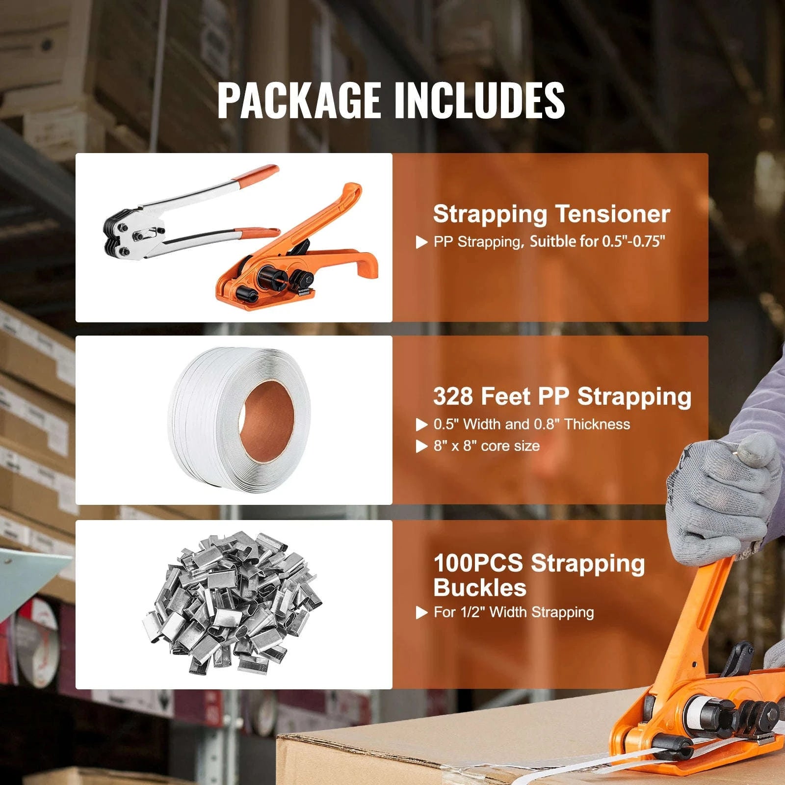 Pallet Packaging Strapping Banding Kit with Tensioner & Sealer-100M / Poland