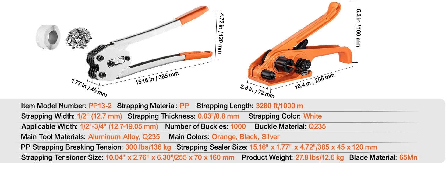 Pallet Packaging Strapping Banding Kit with Tensioner & Sealer-100M / Poland