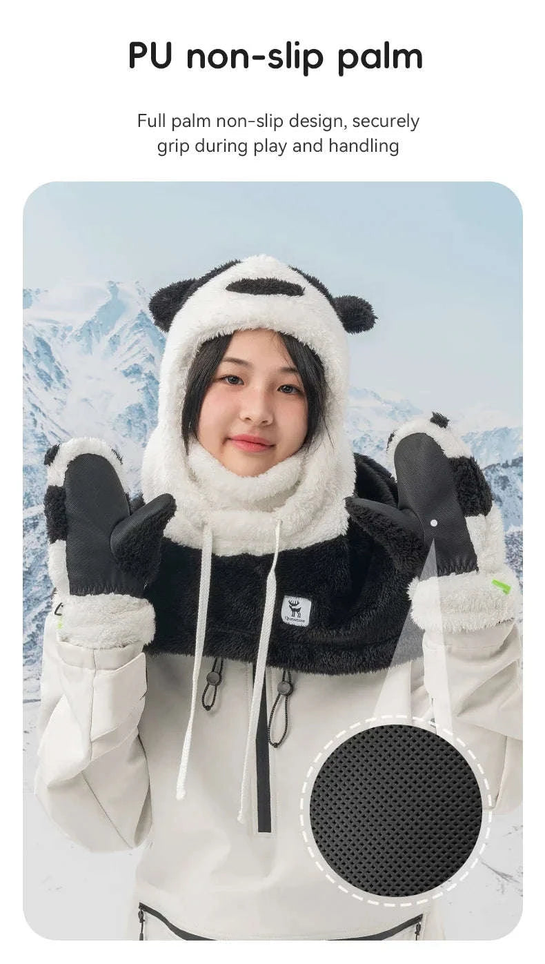 Panda Ski Gloves for Kids & Parents – Warm Winter Grip Gloves-014-S348 / S