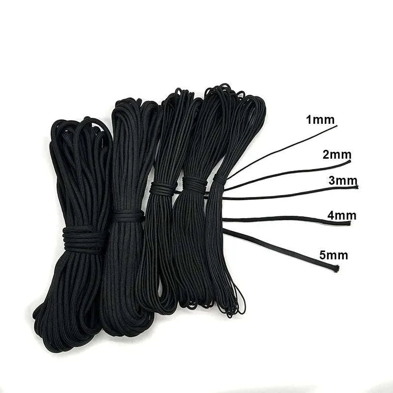 Paracord Rope 1mm to 5mm Diameter-5mm Black / United States / 5meters