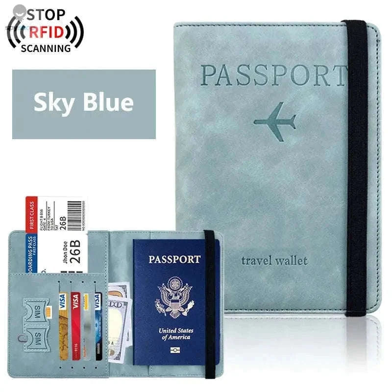 Passport Holder Wallet with RFID Protection and Travel Organization-Nave Blue