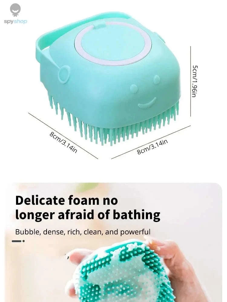 PawfectClean Pet Bathing Brush – Soft Silicone Grooming & Shampoo Dispenser-Pink