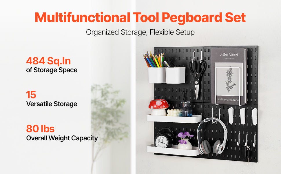 SucceBuy 4PCS 11"x11" Plastic Home Pegboard Wall Panels Decor Organizer Holder Mounting Display DIY Tool Storage for Garage
