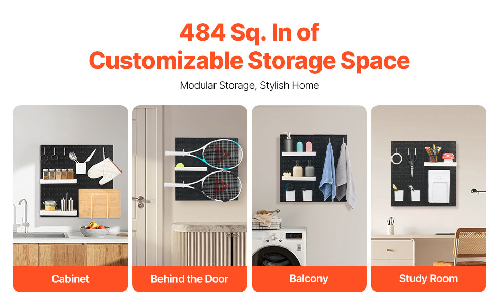 SucceBuy 4PCS 11"x11" Plastic Home Pegboard Wall Panels Decor Organizer Holder Mounting Display DIY Tool Storage for Garage