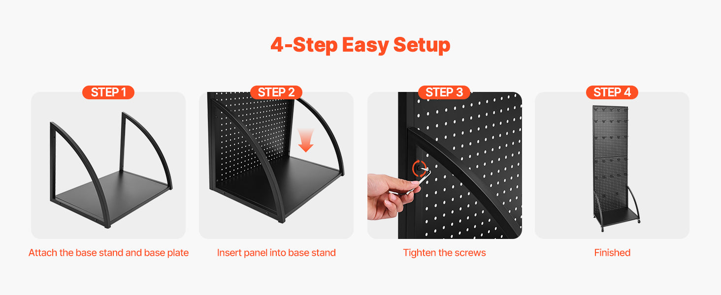 Tekerlekli ve 30 Kancalı Ayakta Çalışan Çelik Panelli Pegboard Standı
