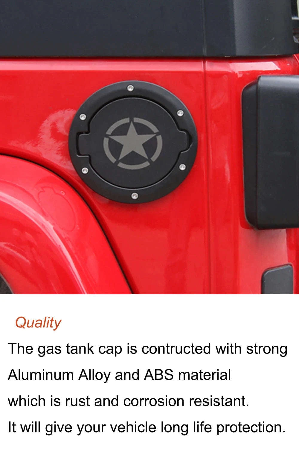 Pentagram Fuel Tank Cap Cover for Jeep Wrangler JK JKU 2007-2017-White Pentagram