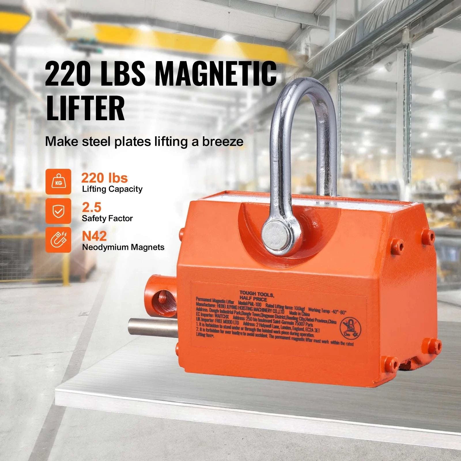 Permanent Magnetic Lifter 100–2000KG Steel Lifting Magnet Tool-100 Kg / United States