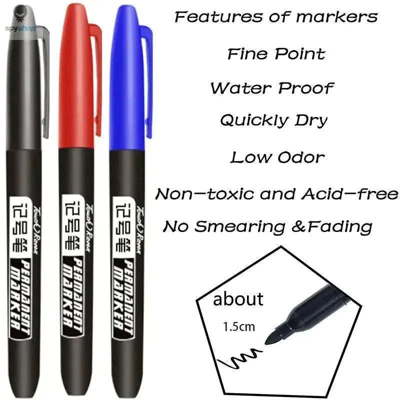 Permanent Marker Pen Set for Clean, Waterproof Lines-5 Black 5 Blue