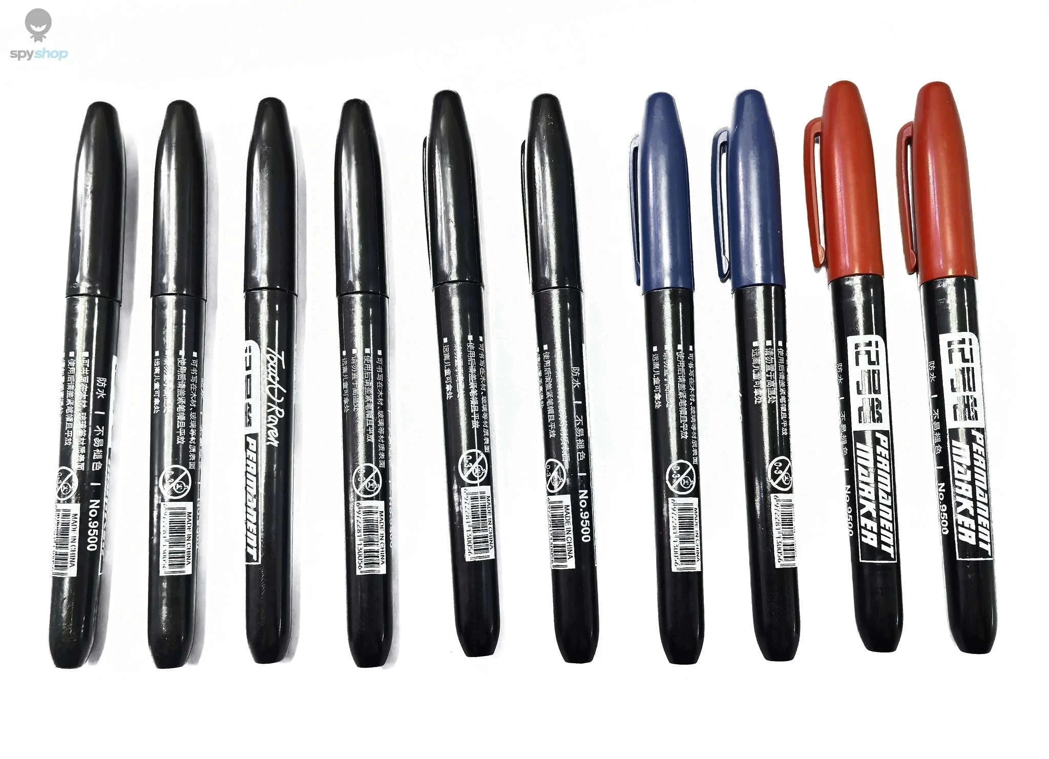 Permanent Marker Pen Set for Clean, Waterproof Lines-5 Black 5 Blue
