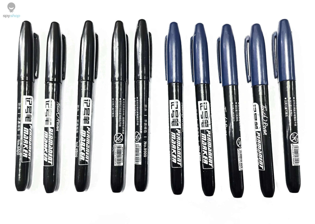 Permanent Marker Pen Set for Clean, Waterproof Lines-5 Black 5 Blue