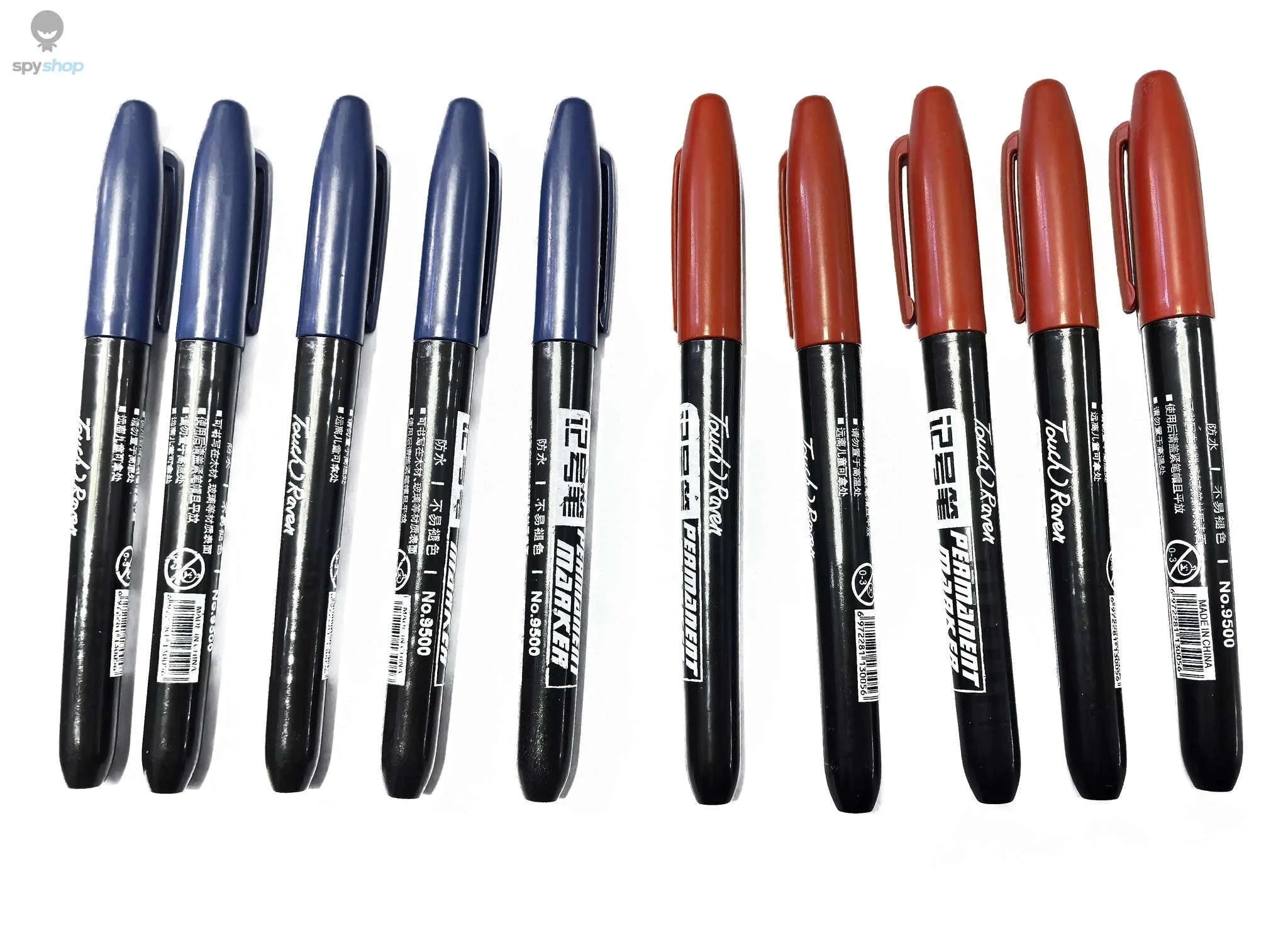 Permanent Marker Pen Set for Clean, Waterproof Lines-5 Black 5 Blue