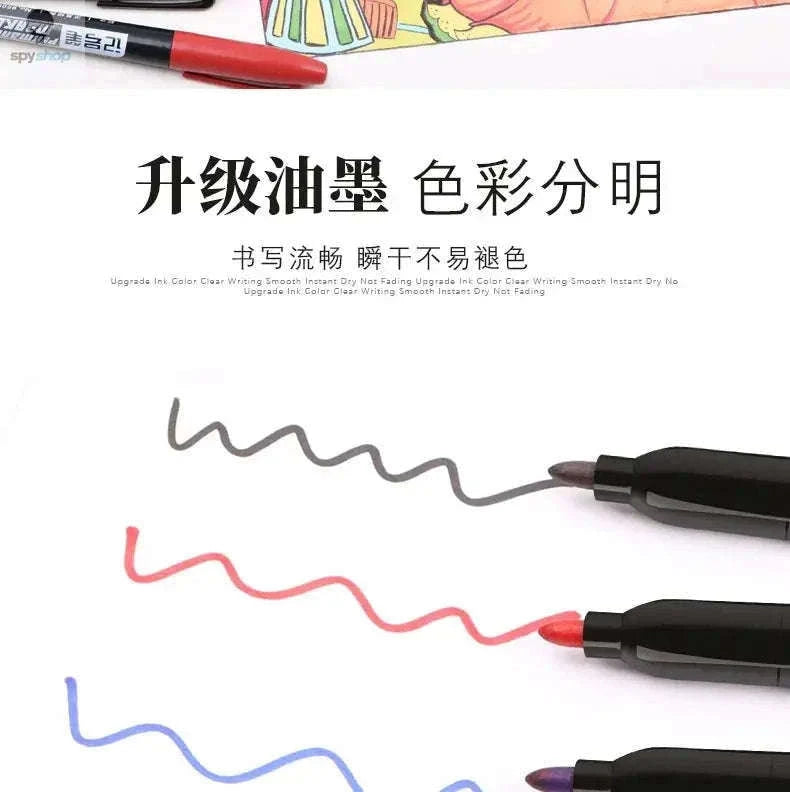 Permanent Marker Pen Set for Clean, Waterproof Lines-5 Black 5 Blue