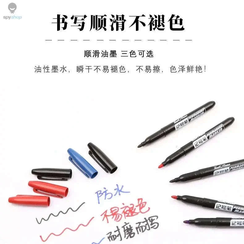 Permanent Marker Pen Set for Clean, Waterproof Lines-5 Black 5 Blue