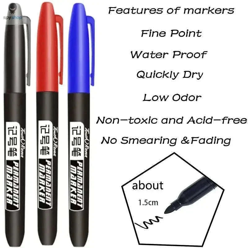 Permanent Marker Pen Set for Clean, Waterproof Lines-5 Black 5 Blue