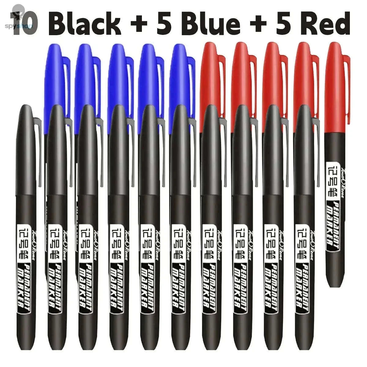 Permanent Marker Pen Set for Clean, Waterproof Lines-5 Black 5 Blue