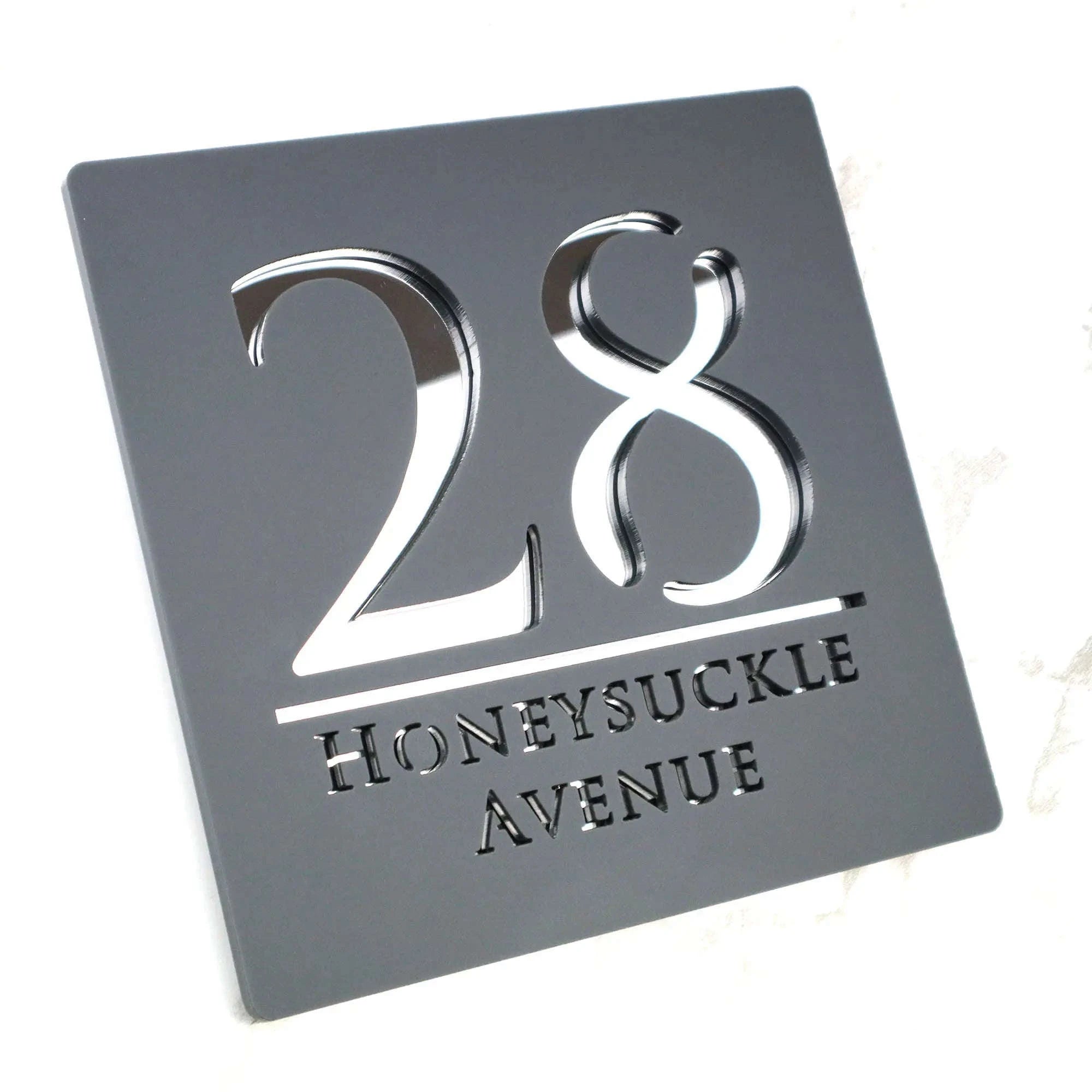 Personalized Acrylic House Number Sign-Black Black / 20X20CM