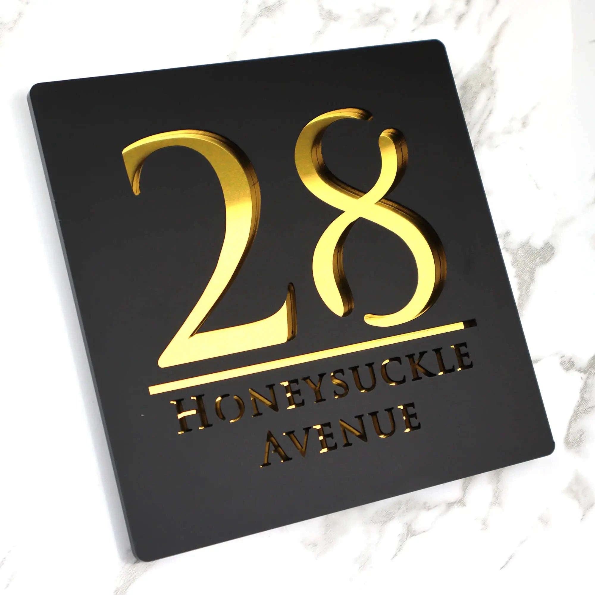 Personalized Acrylic House Number Sign-Black Black / 20X20CM