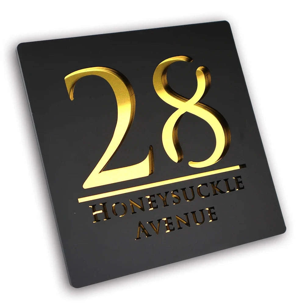 Personalized Acrylic House Number Sign-Black Black / 20X20CM