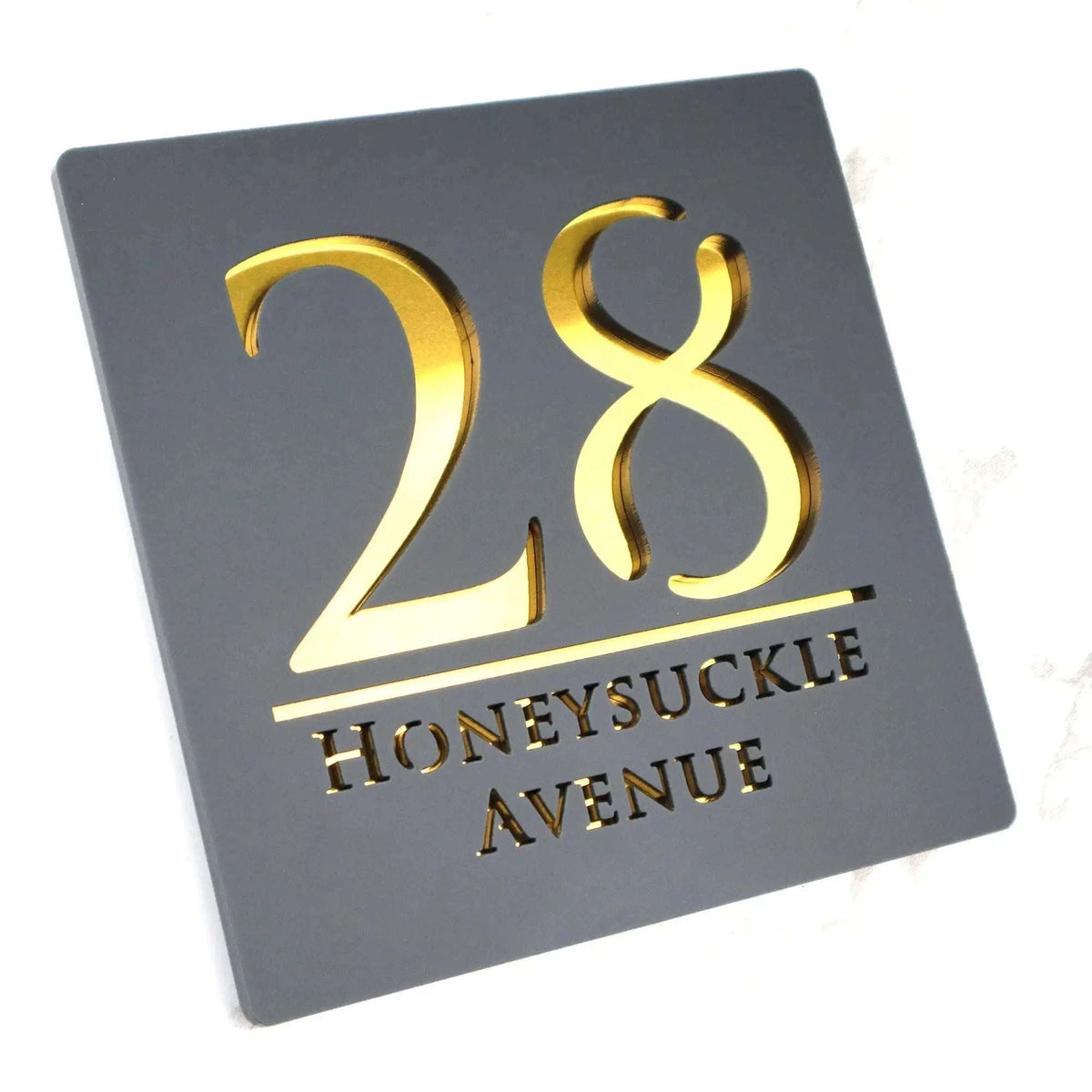 Personalized Acrylic House Number Sign with Modern Clear Design-Black Black / 20X20CM