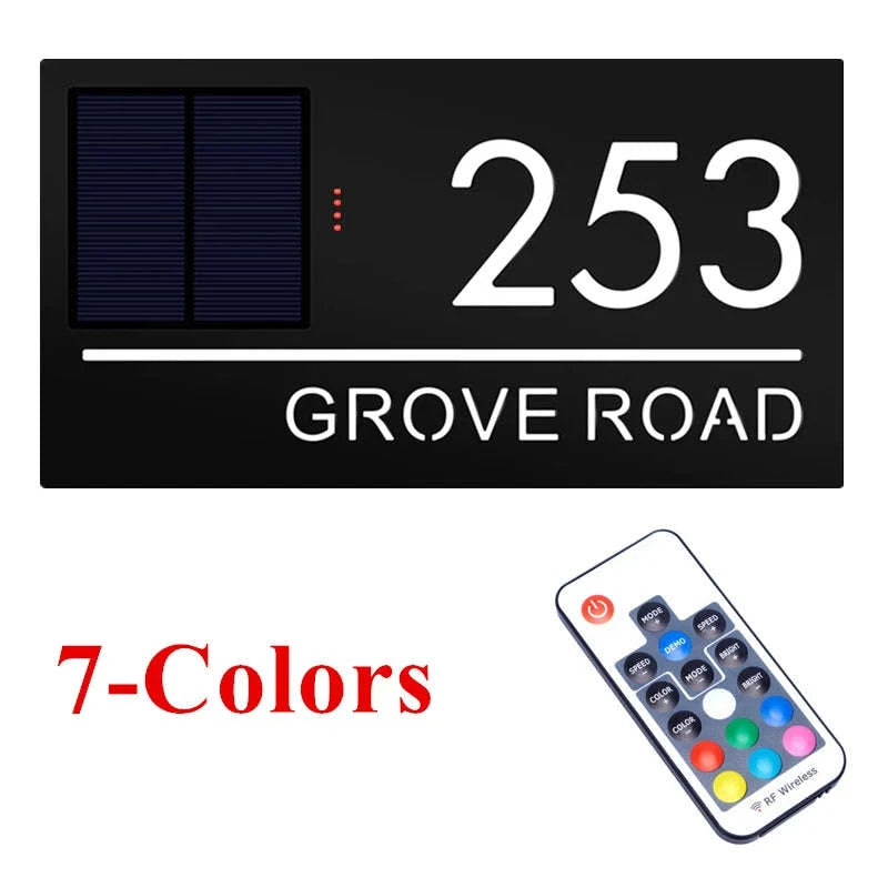 Personalized Solar LED House Number Sign-3-Color / 28x15cm(11x5.9in)