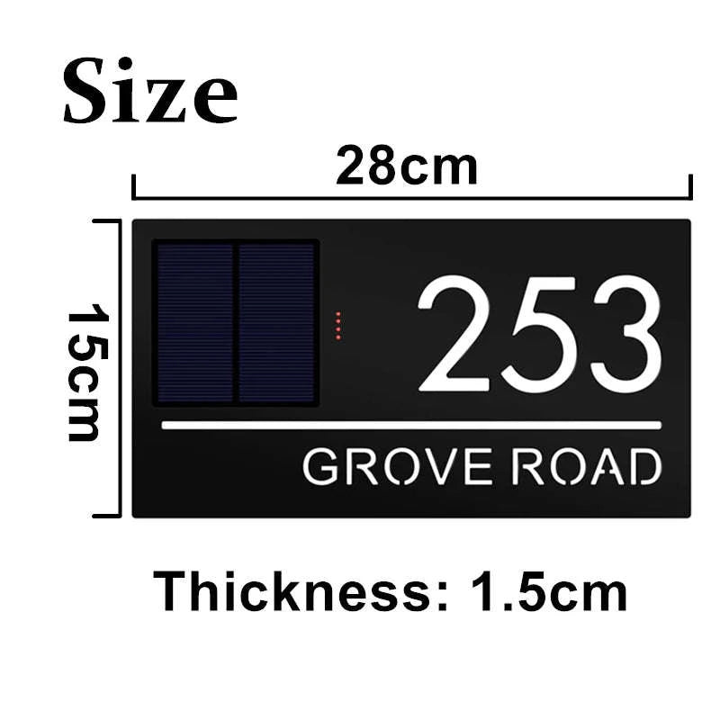 Personalized Solar LED House Number Sign-3-Color / 28x15cm(11x5.9in)