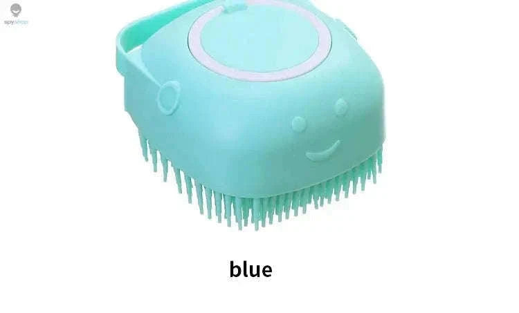 Pet Bathing Brush with Shampoo Dispenser and Soft Silicone Bristles-Pink