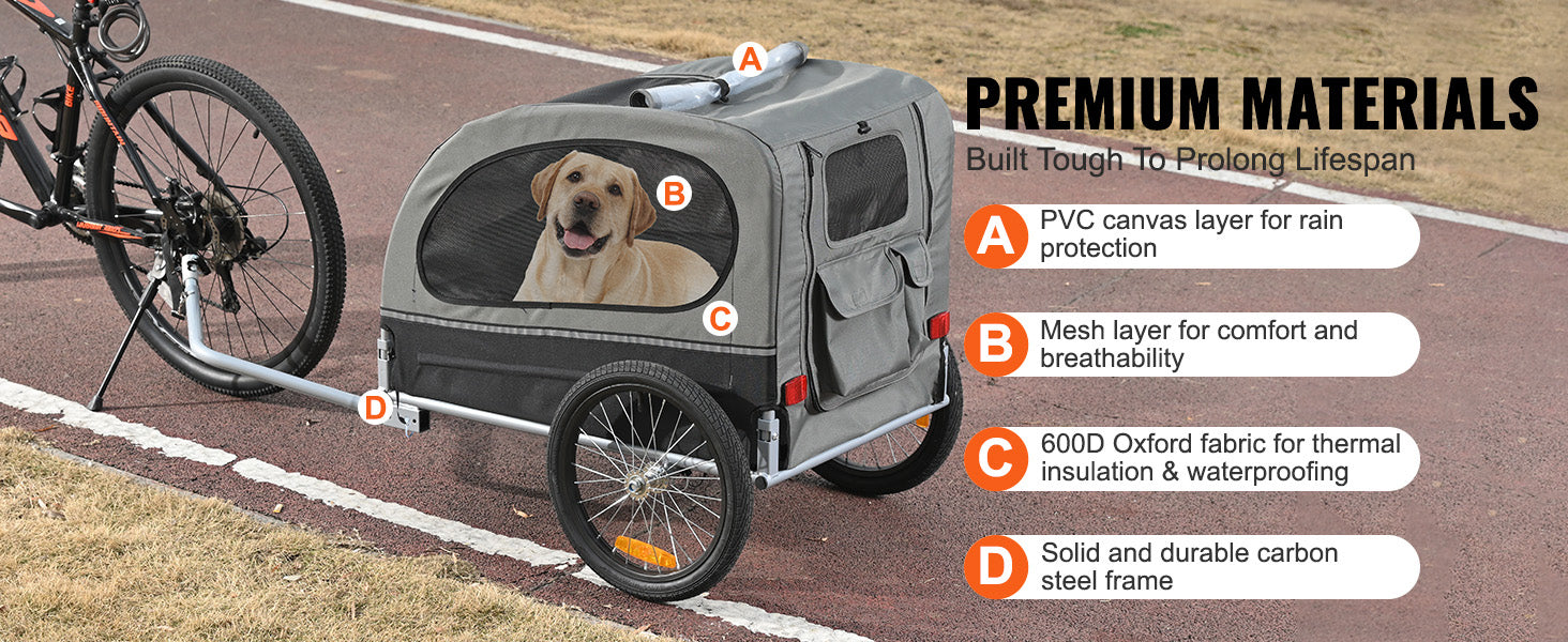 Remolque para perro SucceBuy de 88 lb, carrito de bicicleta para mascotas con ruedas, acoplador, reflectores, bandera, plegable para guardar para perros