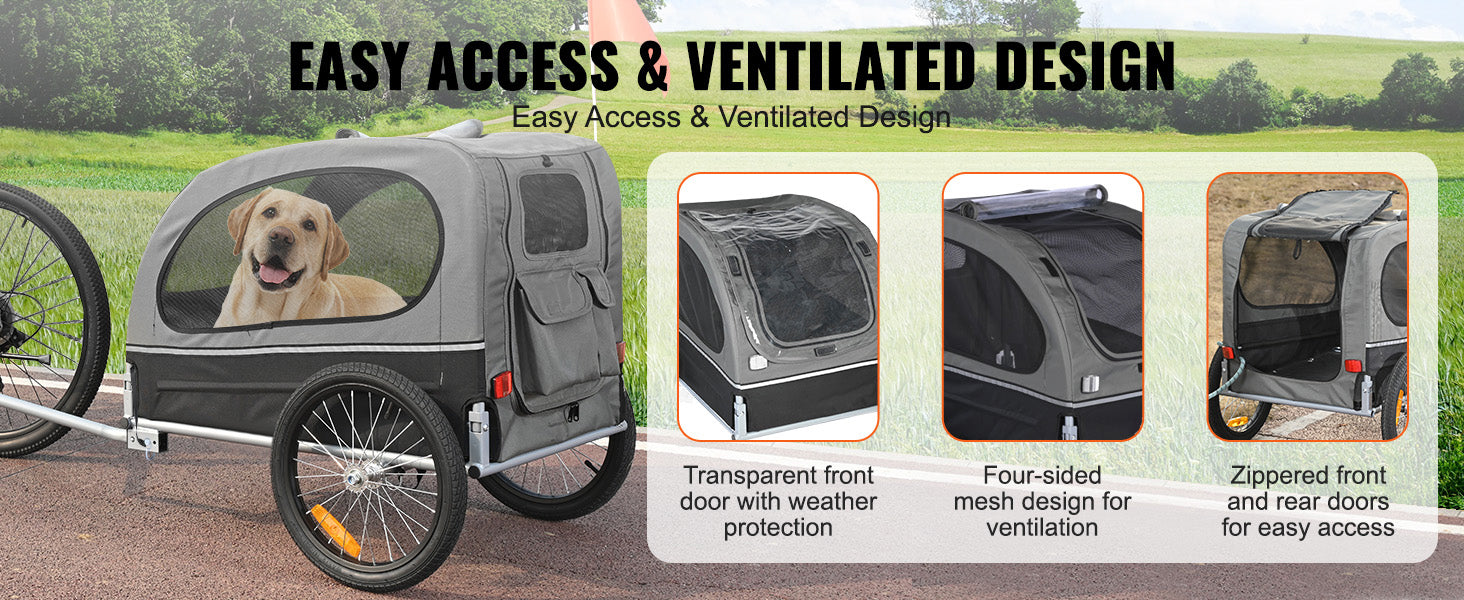 Remolque para perro SucceBuy de 88 lb, carrito de bicicleta para mascotas con ruedas, acoplador, reflectores, bandera, plegable para guardar para perros