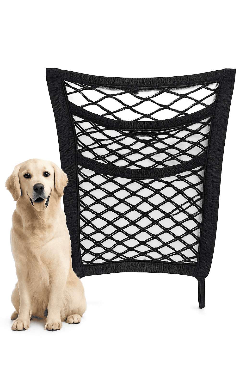 Pet Car Barrier with Safety Mesh and Storage Pocket-Black