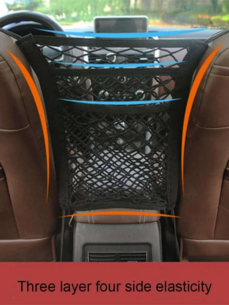 Pet Car Barrier with Safety Mesh and Storage Pocket-Black