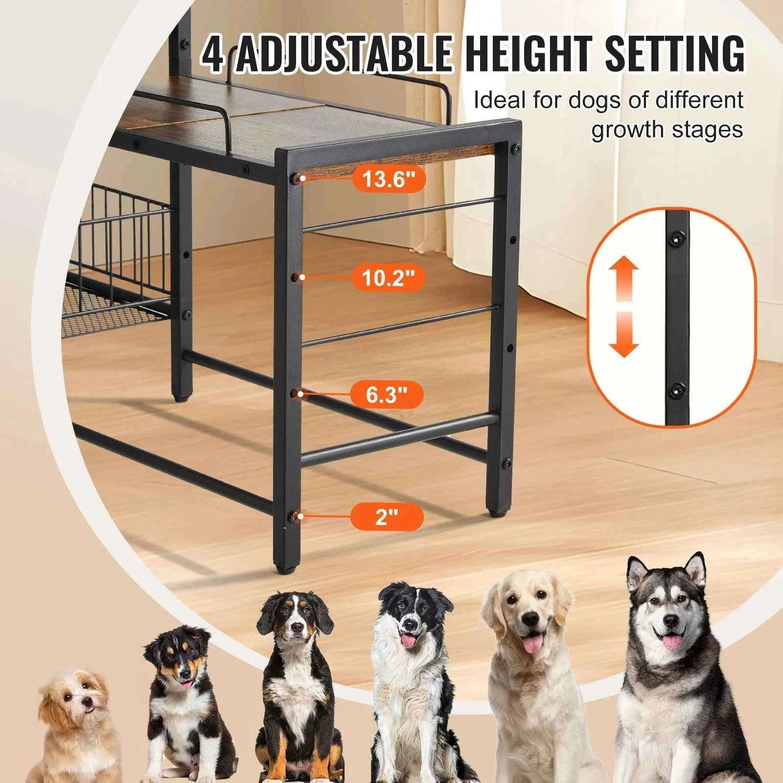 Pet Feeding Station with Storage, Elevated Dog Bowl Stand-36.22inch / United States
