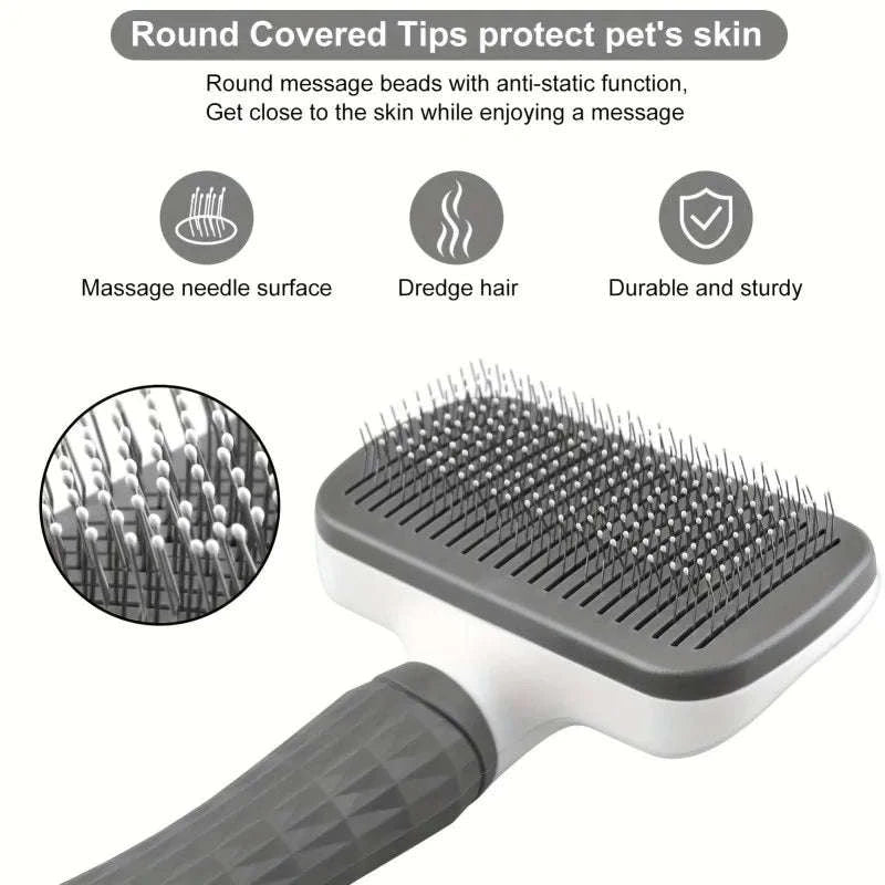 Pet Grooming Brush with One-Click Hair Removal for Dogs & Cats-United States