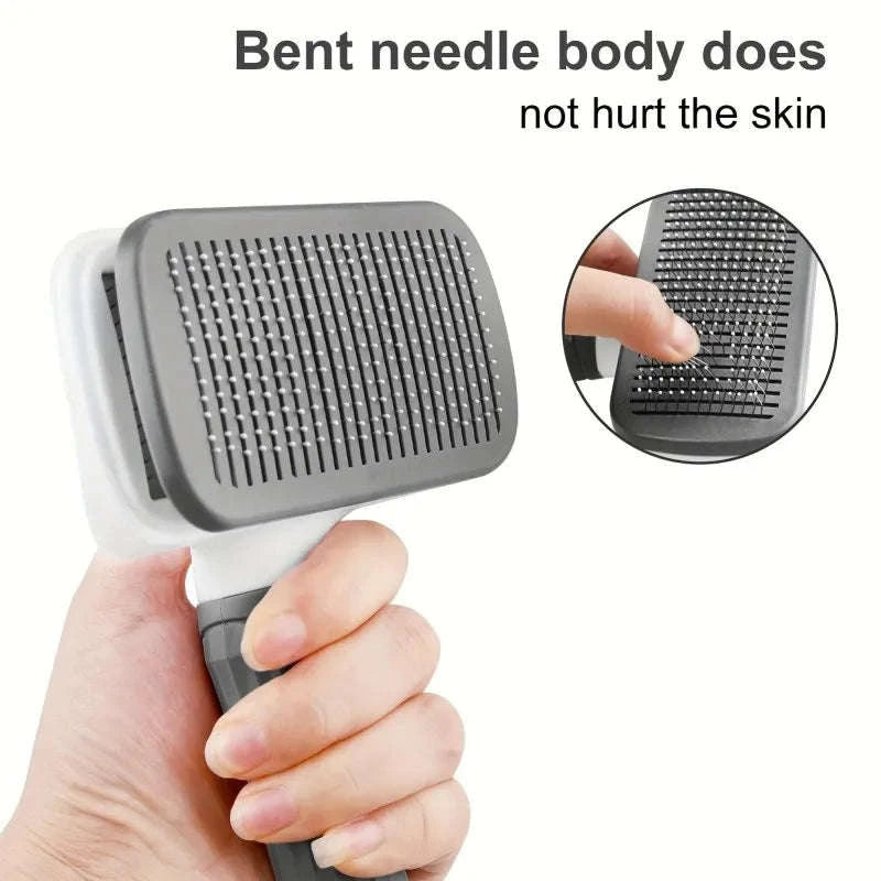 Pet Grooming Brush with One-Click Hair Removal for Dogs & Cats-United States
