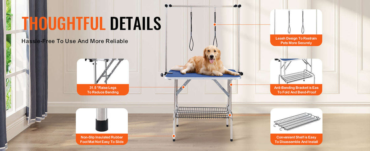 Pet Grooming Table with Two Arms and Clamp, Foldable Stand for Small to Medium Dogs-32inch one arm / Poland