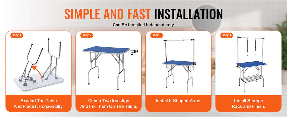 Pet Grooming Table with Two Arms and Clamp, Foldable Stand for Small to Medium Dogs-32inch one arm / Poland
