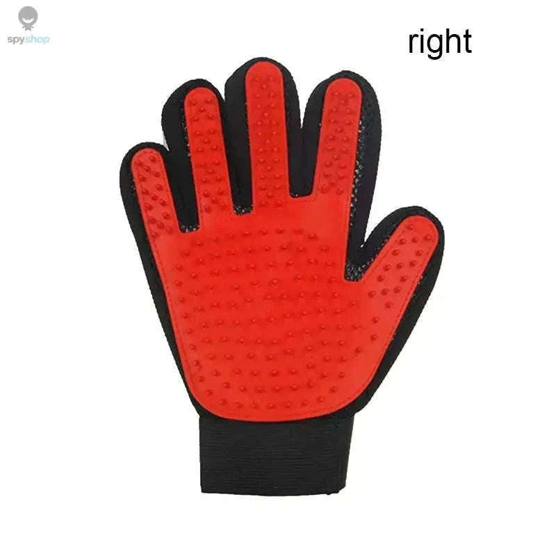 Pet Hair Glove Comb for Gentle Shedding Control-red left right