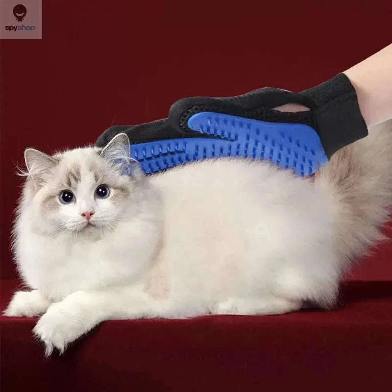 Pet Hair Glove Comb for Gentle Shedding Control-red left right