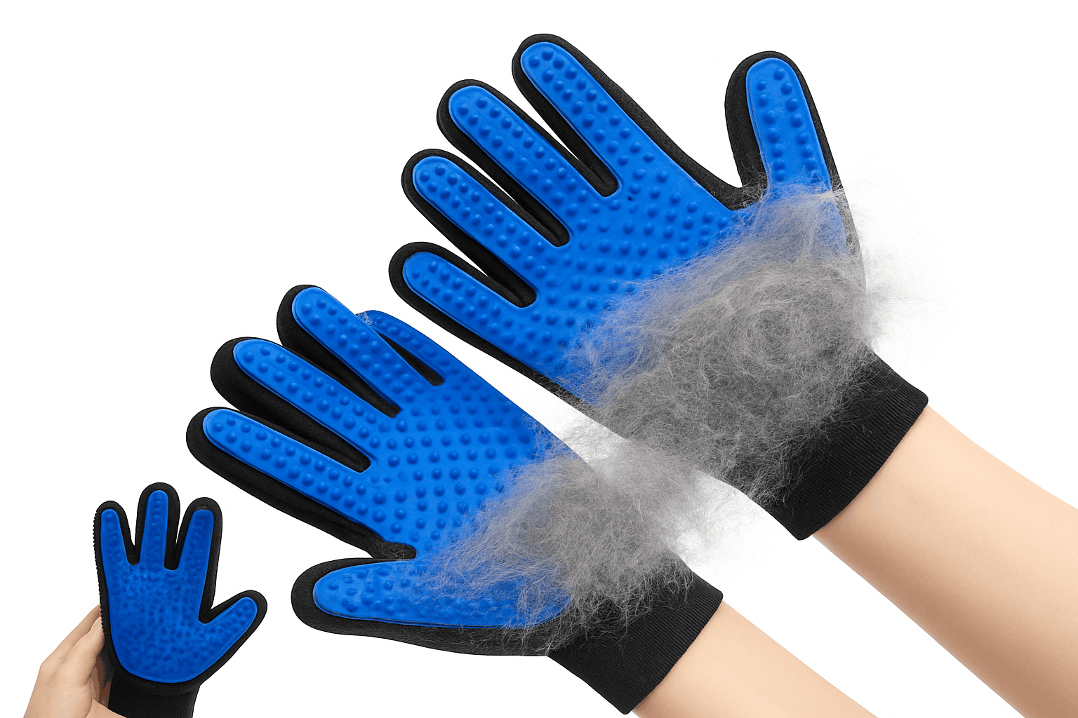 Pet Hair Glove Comb for Gentle Shedding Control-red left right