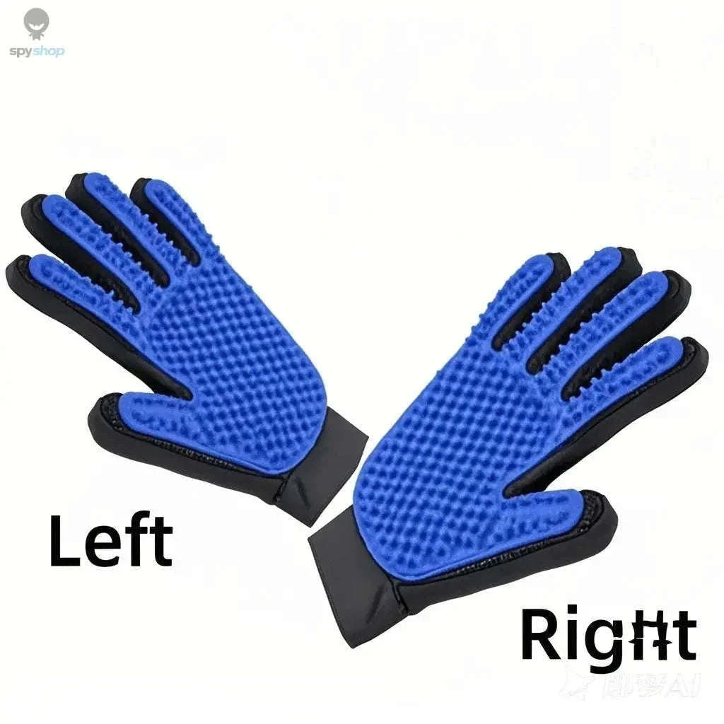 Pet Hair Glove Comb for Gentle Shedding Control-red left right