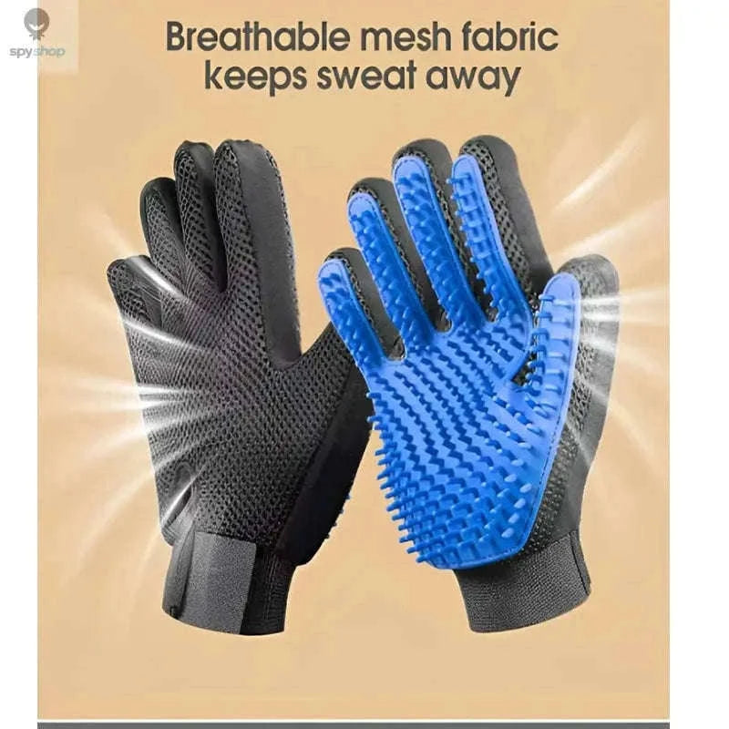 Pet Hair Glove Comb for Gentle Shedding Control-red left right