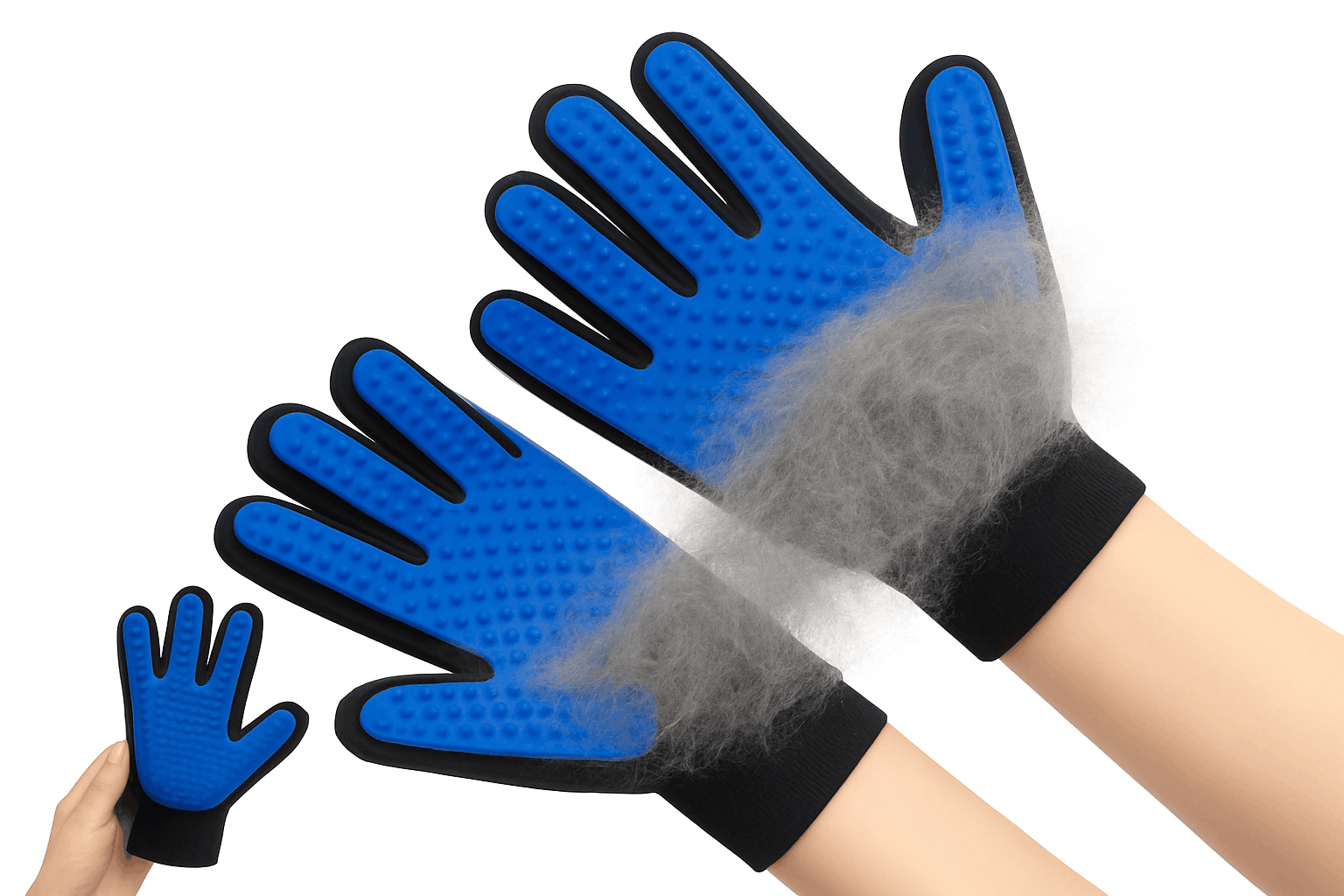 Pet Hair Glove Comb for Gentle Shedding Control-red left right