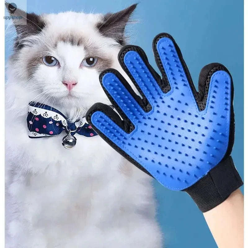 Pet Hair Glove Comb – Gentle Grooming Mitt for Easy Shedding Control-red left right