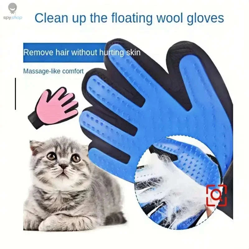 Pet Hair Glove Comb – Gentle Grooming Mitt for Easy Shedding Control-red left right